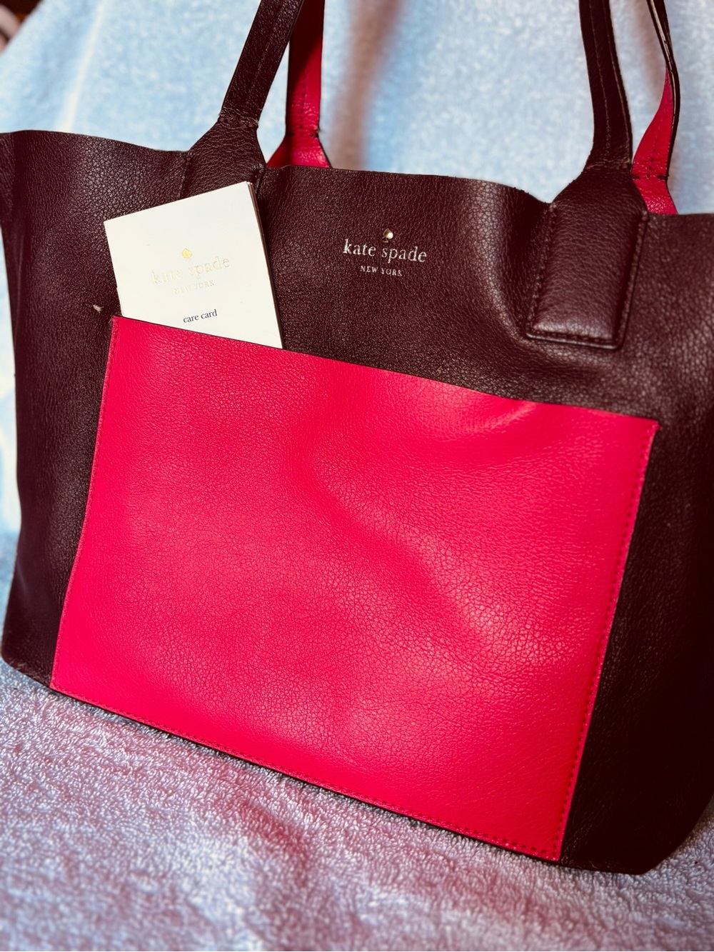 kate spade Black and Hot Pink Leather Tote